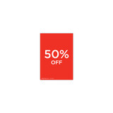A5 portrait double sided sign card "50% off" (pack of 5) 148 W x 210 mm H(T7750.1RDWH)