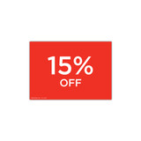 Shop for Shops A4 landscape double sided sign card "15% off" (pack of 5) 297 W x 210 mm H(T6515.1RDWH)