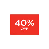 Shop for Shops A4 landscape double sided sign card "40% off" (pack of 5) 297 W x 210 mm H(T6540.1RDWH)