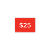 A5 landscape double sided sign card "$25" (pack of 5) 210 W x 148 mm H(T6625.1RDWH)