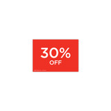 Shop for Shops A5 landscape double sided sign card "30% off" (pack of 5) 210 W x 148 mm H(T6730.1RDWH)