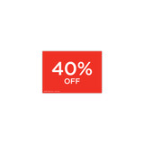 Shop for Shops A5 landscape double sided sign card "40% off" (pack of 5) 210 W x 148 mm H(T6740.1RDWH)