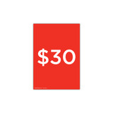 A4 portrait double sided sign card "$30" (pack of 5) 210 W x 297 mm H(T7430.1RDWH)