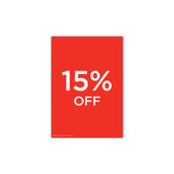 A4 portrait double sided sign card "15% off" (pack of 5) 210 W x 297 mm H(T7515.1RDWH)
