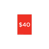 Shop for Shops A5 portrait double sided sign card "$40" (pack of 5) 148 W x 210 mm H(T7640.1RDWH)