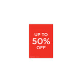 Shop for Shops A5 portrait double sided sign card "up to 50% off" (pack of 5) 148 W x 210 mm H(T7742.1RDWH)