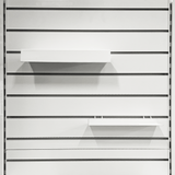 Slimline metal with ticket provision to suit shelf for slatwall, slatmesh and metal peg 293 W x 100 mm D(S2551WTS)