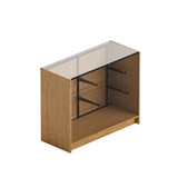 Counter showcase 1200 w timber laminate glass top & 2 shelves  1200 W x 965 H x 508  mm D(F5000OAK)