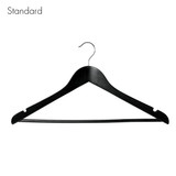 Shop for Shops Wooden hanger standard contoured with notches & rail 440 W x 12 mm Thick(HSC2630BK)