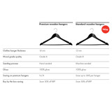 Wooden hanger standard contoured with notches & rail 440 W x 12 mm Thick(HSC2630BK)