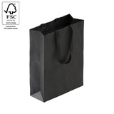 Style paper bag large with woven ribbon handle 340 W x 460 H x 130 mm gusset(A8034.2BK)