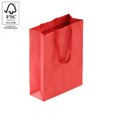 Style paper bag large with woven ribbon handle 340 W x 460 H x 130 mm gusset(A8034.2RD)