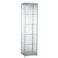 4-shelf alu tower showcase LED lighting & lockable door (F2701CGAL)