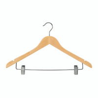 Wooden hanger with notches & adjustable clips (H2631BH)