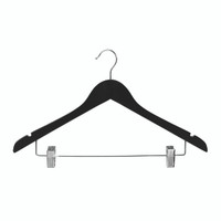 Shop for Shops Wooden hanger premium contoured with notches & adjustable clips 440 W x 14 mm Thick(H2631BK)