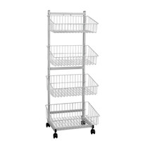 4 x wire baskets on single sided stand with lockable castors (M1610WH)