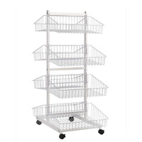 8 x wire baskets on double sided stand with lockable castors (M1620WH)