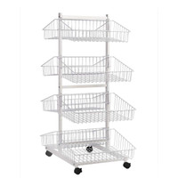Shop for Shops 8 x wire baskets on double sided stand with lockable castors 570 W x 722 D x 1520 mm H(M1620WH)