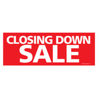 Shop for Shops Outdoor pvc banner with ropes "closing down sale" 2400 W x 865 mm H(T3375RDWH)