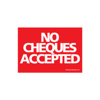 Sign "no cheques accepted" A5 landscape (T5130RDWH)