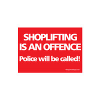 Shop for Shops Sign "shoplifting is an ..." A5 landscape 210 W x 148 mm H(T5135RDWH)