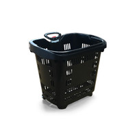 Stackable shopping basket with pull handle and wheels (A3012BK)