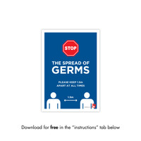Shop for Shops COVID 19 DOWNLOADABLE POSTER 10 - STOP THE SPREAD OF GERMS 2 (COVID10)