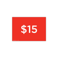 Shop for Shops A4 landscape double sided sign card "$15" (pack of 5) 297 W x 210 mm H(T6415.1RDWH)
