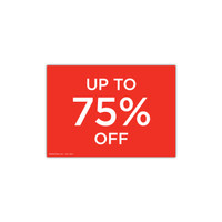 Shop for Shops A4 landscape double sided sign card "up to 75% off" (pack of 5) 297 W x 210 mm H(T6543.1RDWH)