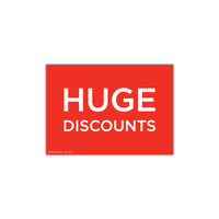 Shop for Shops A4 landscape double sided sign card "HUGE DISCOUNTS" (pack of 5) 297 W x 210 mm H(T6536.1RDWH)