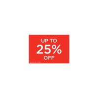 A5 landscape double sided sign  "up to 25% off" (pack of 5) (T6741.1RDWH)