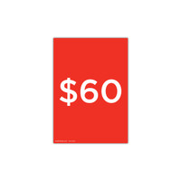 Shop for Shops A4 portrait double sided sign card "$60" (pack of 5) 210 W x 297 mm H(T7460.1RDWH)
