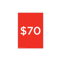 Shop for Shops A4 portrait double sided sign card "$70" (pack of 5) 210 W x 297 mm H(T7470.1RDWH)