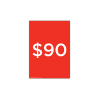 A4 portrait double sided sign card "$90" (pack of 5) (T7490.1RDWH)