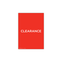 Shop for Shops A4 portrait double sided sign card "CLEARANCE" (pack of 5) 210 W x 297 mm H(T7509.1RDWH)