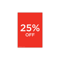 A4 portrait double sided sign card "25% off" (pack of 5) (T7525.1RDWH)