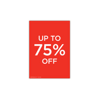 A4 portrait double sided sign  "up to 75% off" (pack of 5) (T7543.1RDWH)