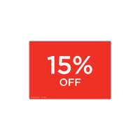 Shop for Shops A4 landscape double sided sign card "15% off" (pack of 5) 297 W x 210 mm H(T6515.1RDWH)