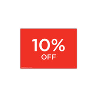 Shop for Shops A4 landscape double sided sign card "10% off" (pack of 5) 297 W x 210 mm H(T6510.1RDWH)