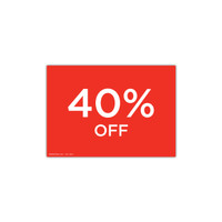 A4 landscape double sided sign card "40% off" (pack of 5) (T6540.1RDWH)