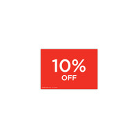 Shop for Shops A5 landscape double sided sign card "10% off" (pack of 5) 210 W x 148 mm H(T6710.1RDWH)