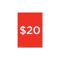 A4 portrait double sided sign card "$20" (pack of 5) (T7420.1RDWH)