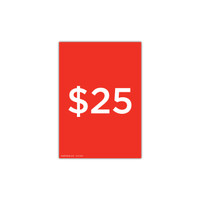 Shop for Shops A4 portrait double sided sign card "$25" (pack of 5) 210 W x 297 mm H(T7425.1RDWH)