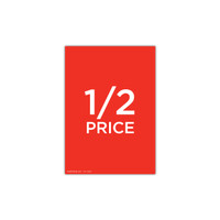 Shop for Shops A4 portrait double sided sign card "1/2 price" (pack of 5) 210 W x 297 mm H(T7591.1RDWH)