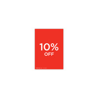 Shop for Shops A5 portrait double sided sign card "10% off" (pack of 5) 148 W x 210 mm H(T7710.1RDWH)