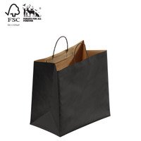 Kraft paper wider gusset bag large with handle (A8056.1BK)