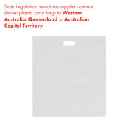 Shop for Shops Plastic carry bag extra large with die cut handle 500 W x 600 H x 100 mm side gusset 50 micron(A8208WH)