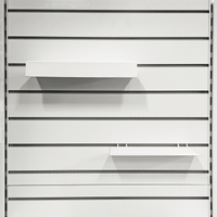 Slimline metal with ticket provision to suit shelf for slatwall, slatmesh and metal peg 250 W x 100 mm D(S2552WTS)