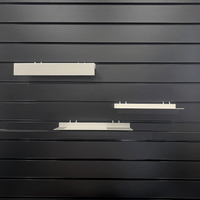 Slimline metal with ticket provision to suit shelf for slatwall, slatmesh and metal peg 250 W x 100 mm D(S2552WTS)