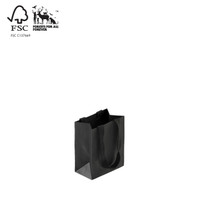 Style paper bag small with woven ribbon handle 160 W x 200 H x 90 mm gusset(A8032.2BK)